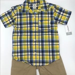 ✨New CARTER’S 2-PIECE BOYS YELLOW/PLAID/TAN SET✨
